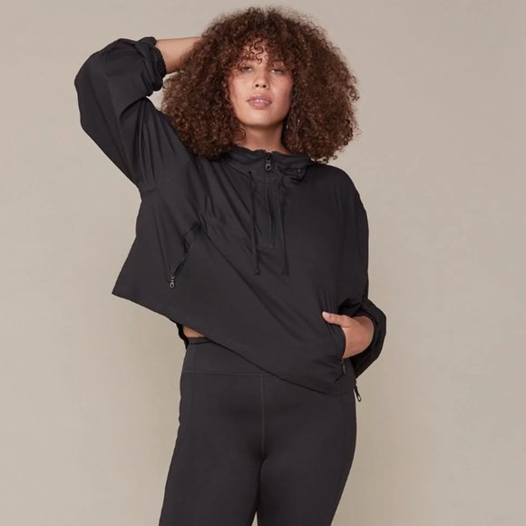 girlfriend collective Jackets & Blazers - girlfriend collective Black Huddle Half-Zip Windbreaker